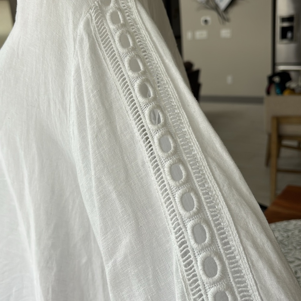 Valentina Naldi Linen and Eyelet Tunic White 2X - Picture 3 of 6